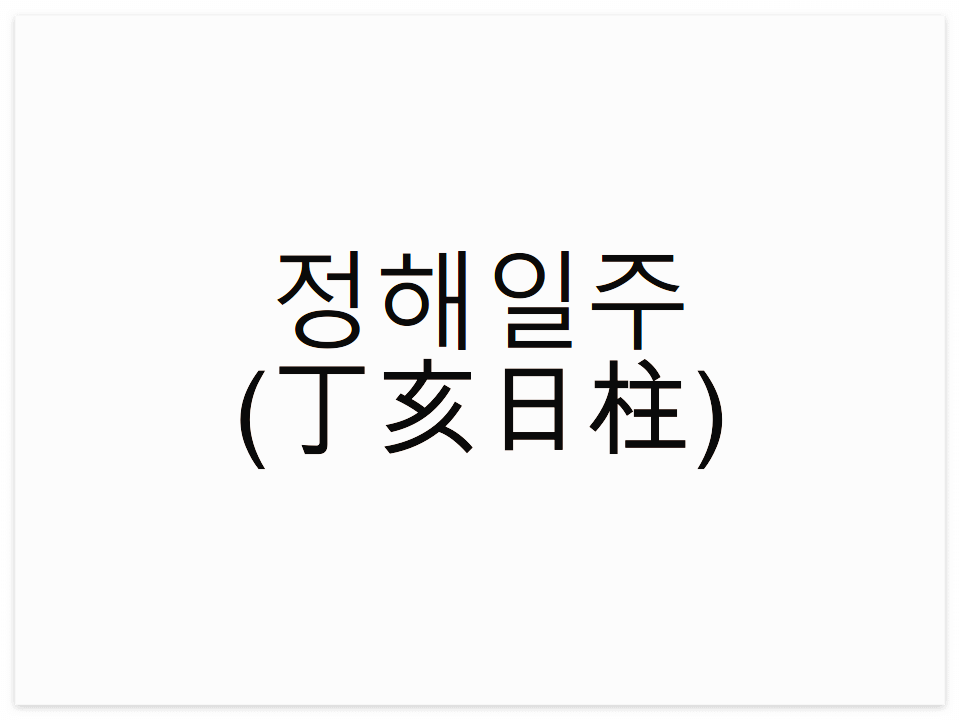  정해일주(丁亥日柱) 일주론 요약