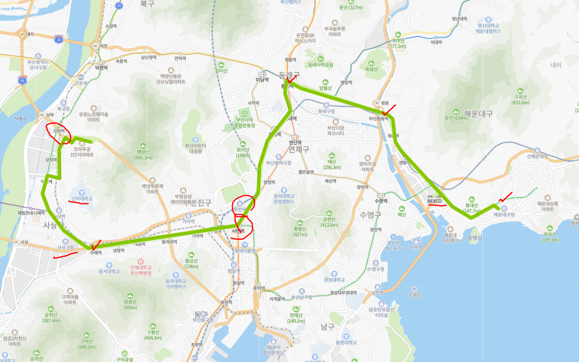  [부산] 31번버스 노선, 시간표 : 해운대역, 동래역, 서부시외버스터미널