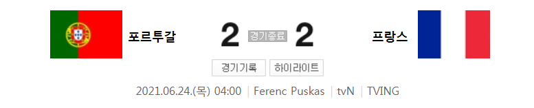  UEFA 유로 2020 F조 축구 경기 하이라이트 (포르투갈 : 프랑스)