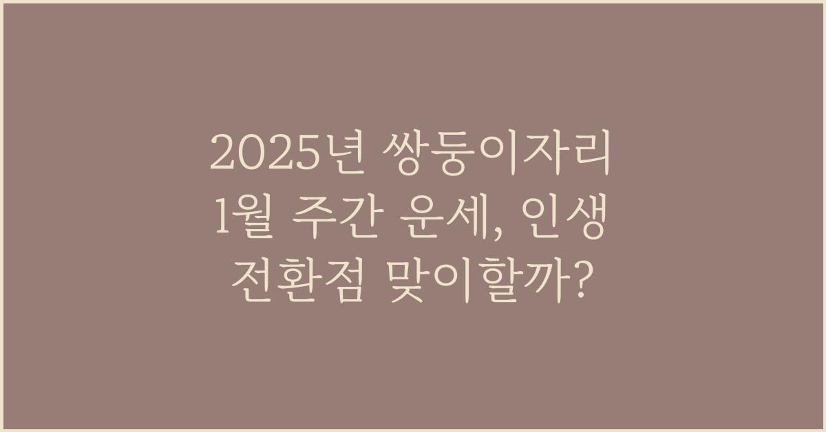 2025년 쌍둥이자리 1월 주간 운세(1/8~1/14)