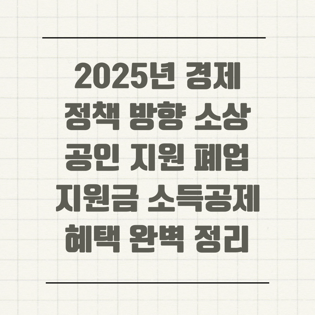 2025년 경제정책 방향 소상공인 지원 폐업 지원금 소득공제 혜택 완벽 정리