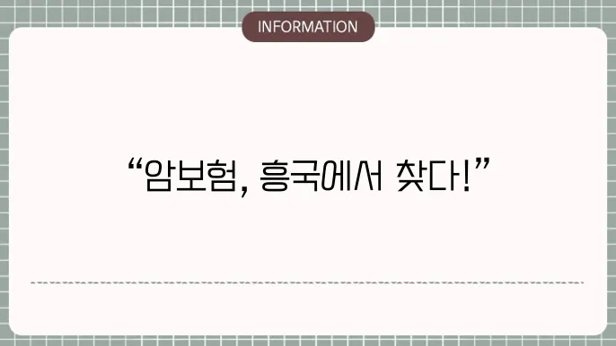 흥국화재 암보험의 다양한 보장 항목