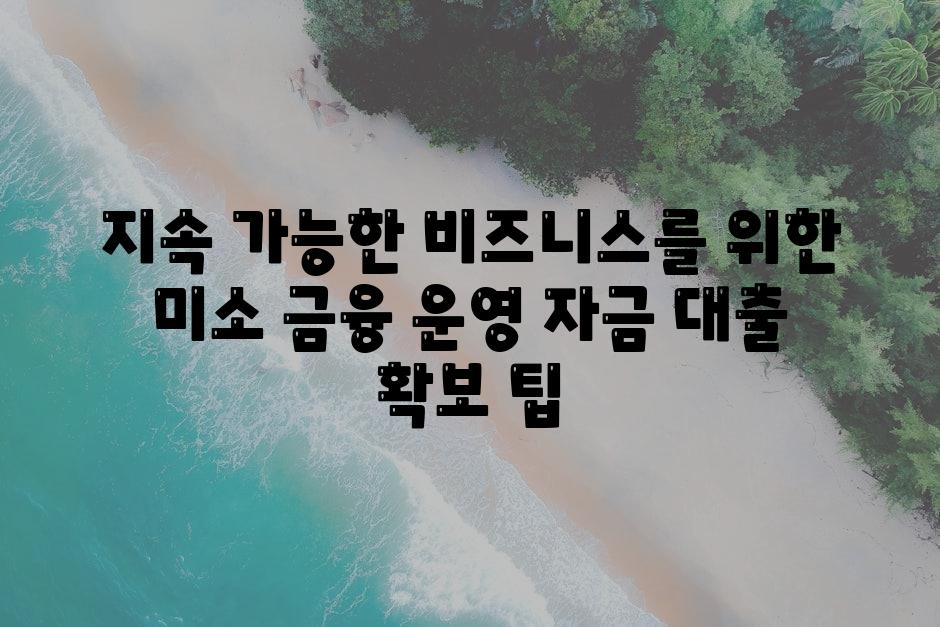 지속 가능한 비즈니스를 위한 미소 금융 운영 자금 대출 확보 팁