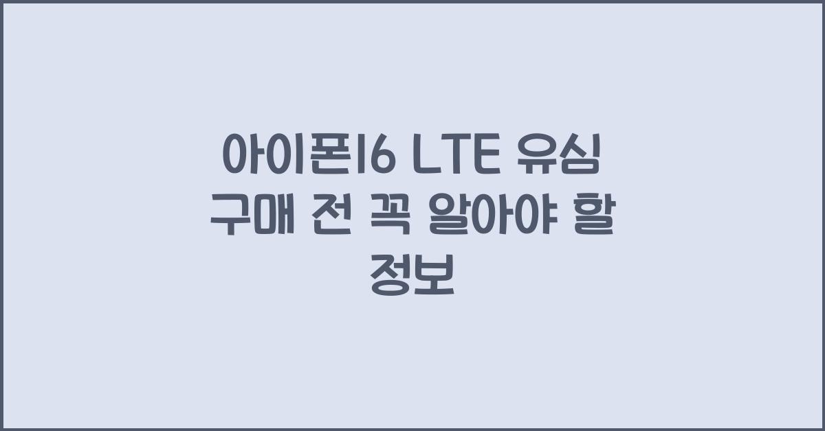 아이폰16 lte 유심