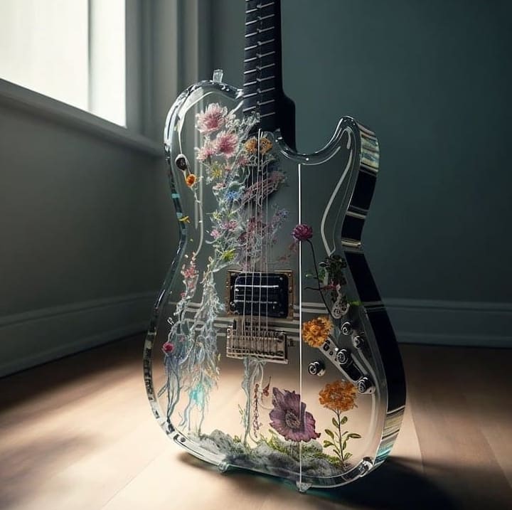 인공지능이 만든 기타는 어떻게 생겼을까 Artist Uses AI to Visualize a Clear Guitar Embedded With Flowers and People Want It IRL