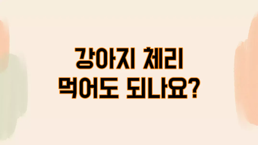 강아지 체리 먹어도 되나요?