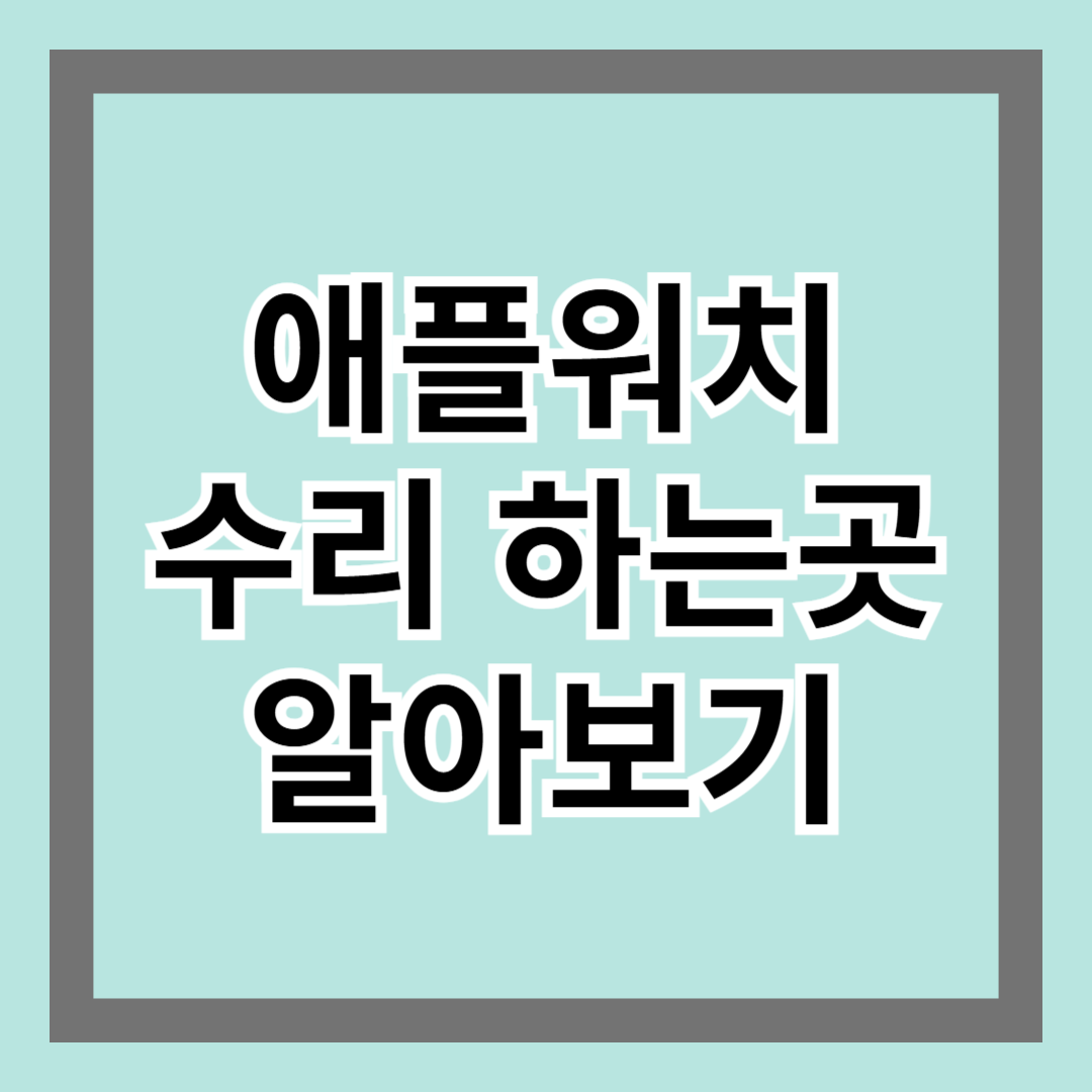 애플워치수리 하는곳 알아보기