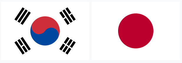 한국과 일본 국기