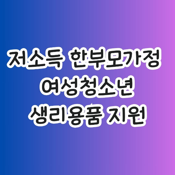  한 부모 가정 여성 청소년을 위한 생리용품 지원 사업 신청 방법 가이드