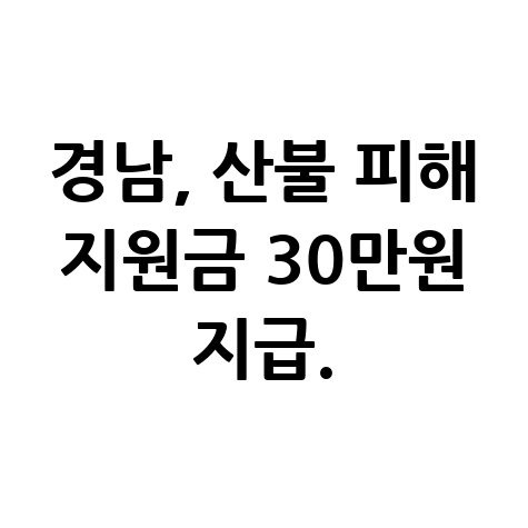 경남도 산불 피해 주민 긴급재난지원금 1인당 30만원 신청방법