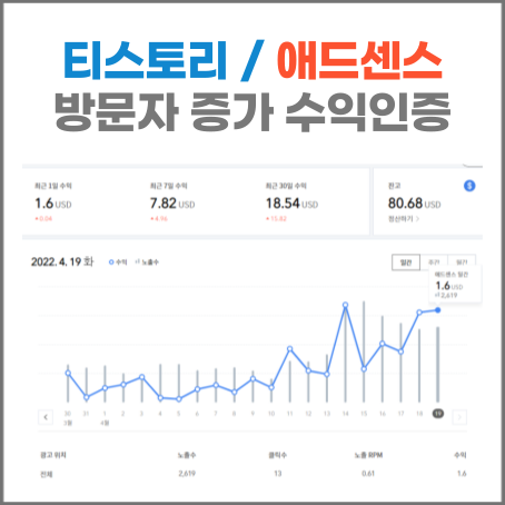  티스토리 방문자 증가에 따른 애드센스 수익 증가 인증