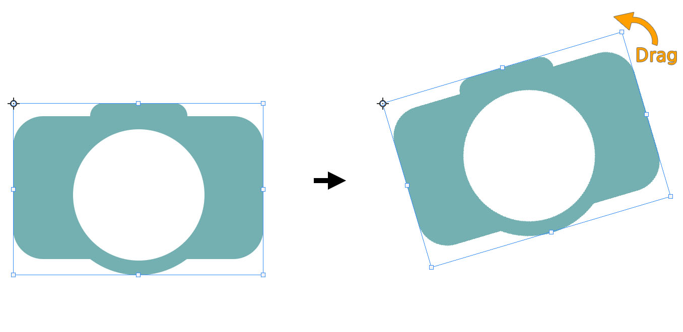 참조점을 이동한 경우의 회전 예시