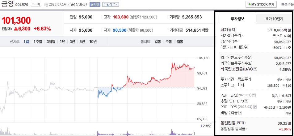  금양 주가 전망 자기주식처분결정 주가 급등 신고가 갱신 2차 목표가 확인하기