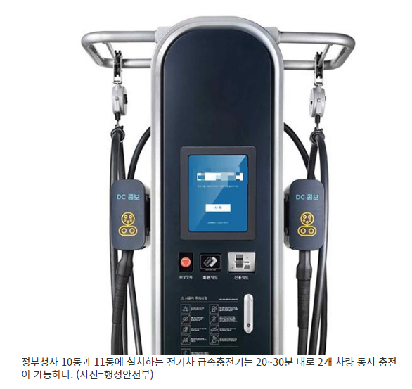  [행정안전부] 정부세종청사에 전기차 충전기 62기 추가해 110기로 확충