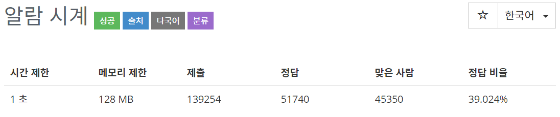  [백준(BOJ)] 2439번 : 알람 시계 - C++[CPP]