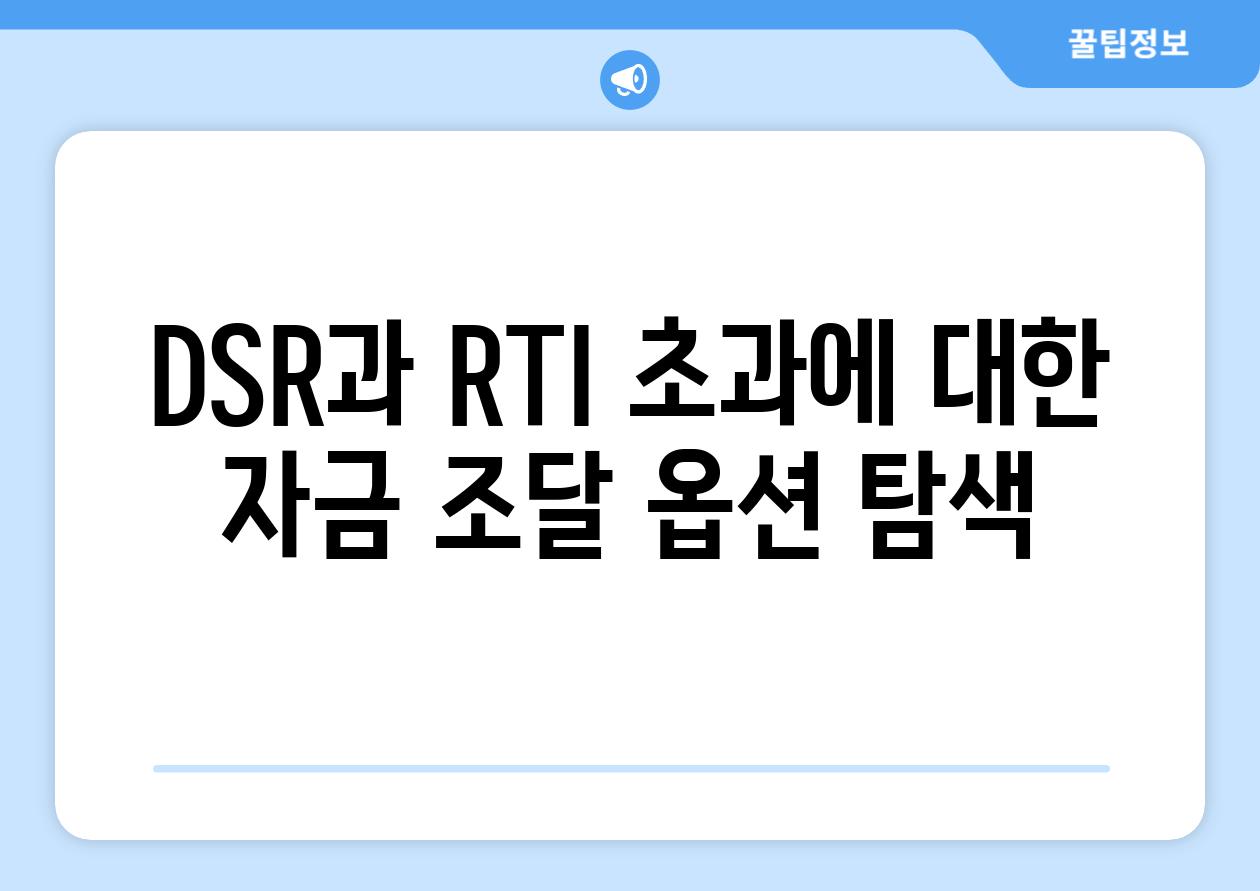 DSR과 RTI 초과에 대한 자금 조달 옵션 탐색