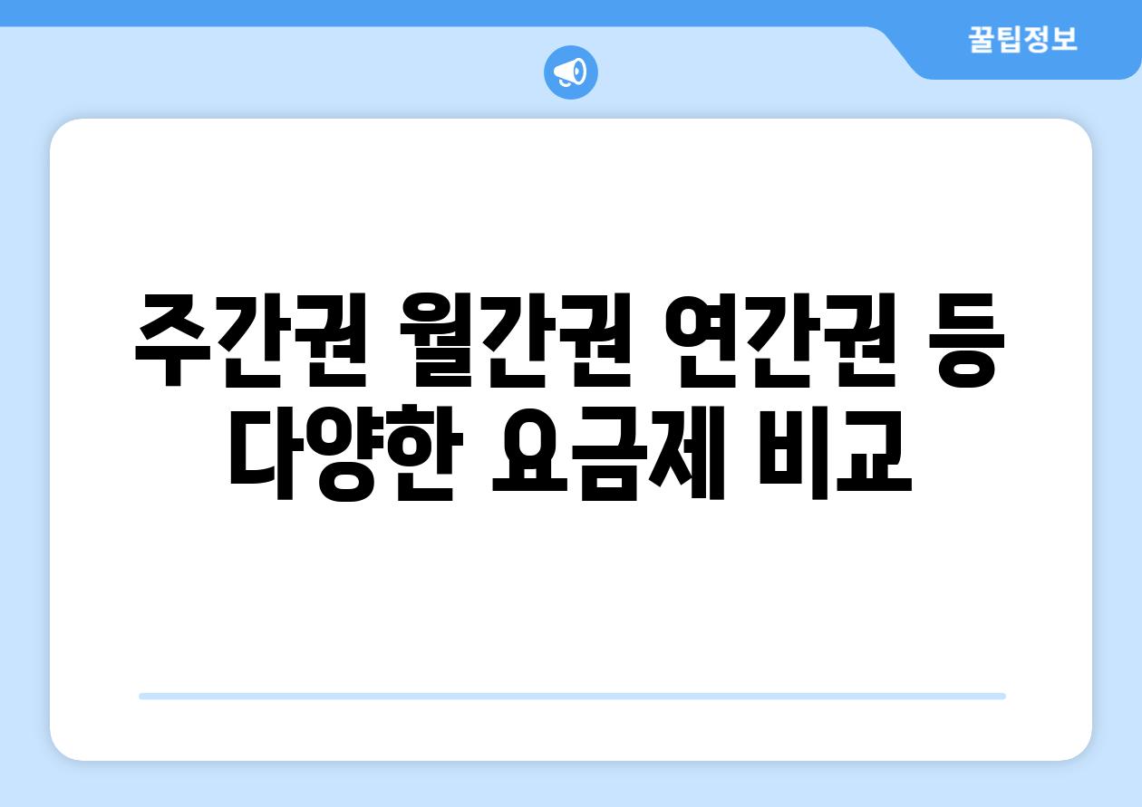 주간권 월간권 연간권 등 다양한 요금제 비교