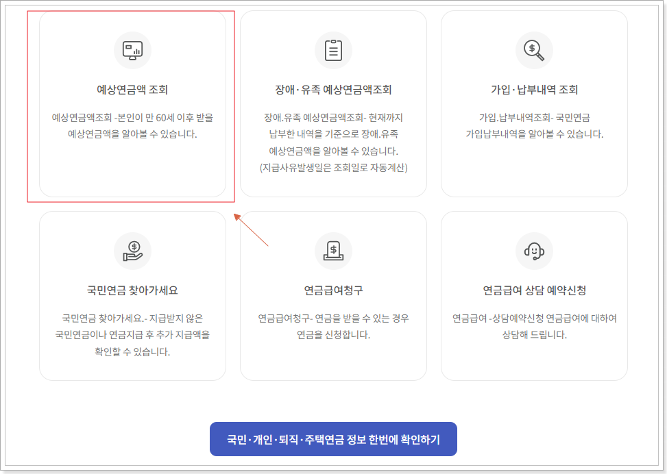 국민연금 예상수령액 조회하는 방법