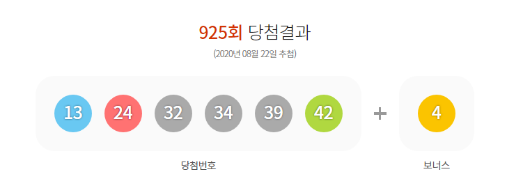  로또 925회 당첨번호 및 당첨지역