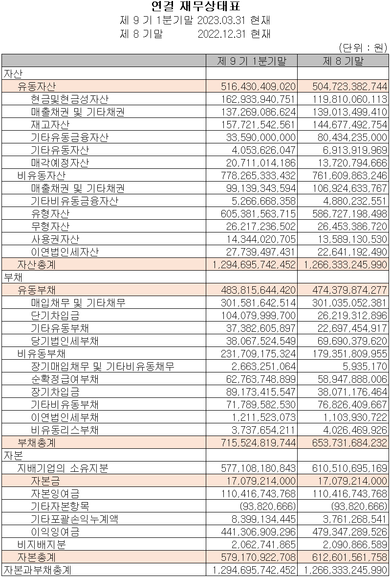 심텍 - 재무상태표