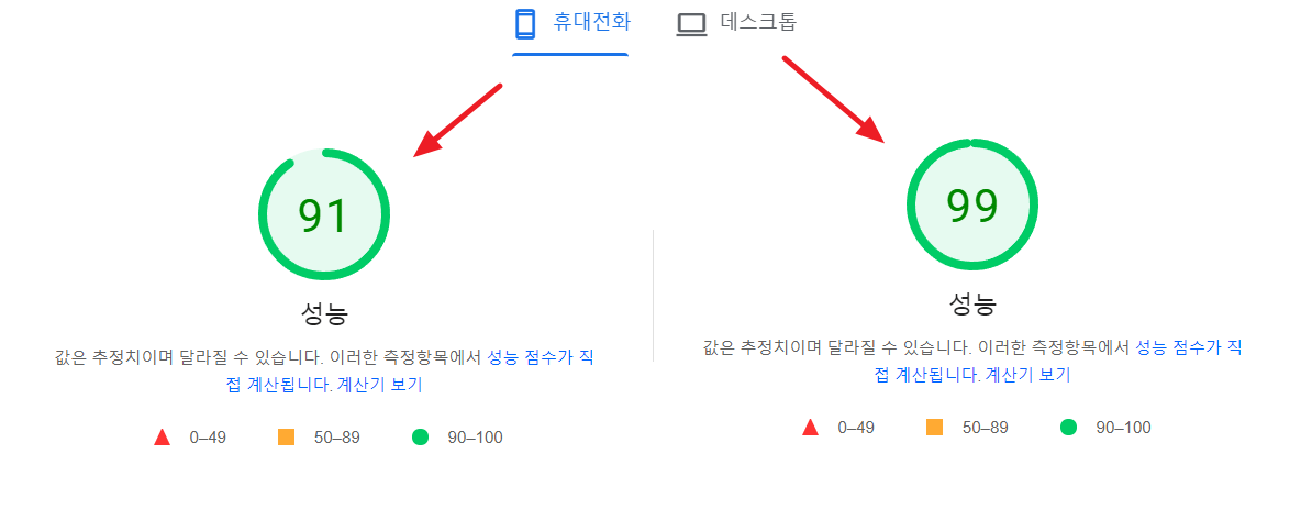 블로거-Essential-테마-로딩-속도-측정-결과