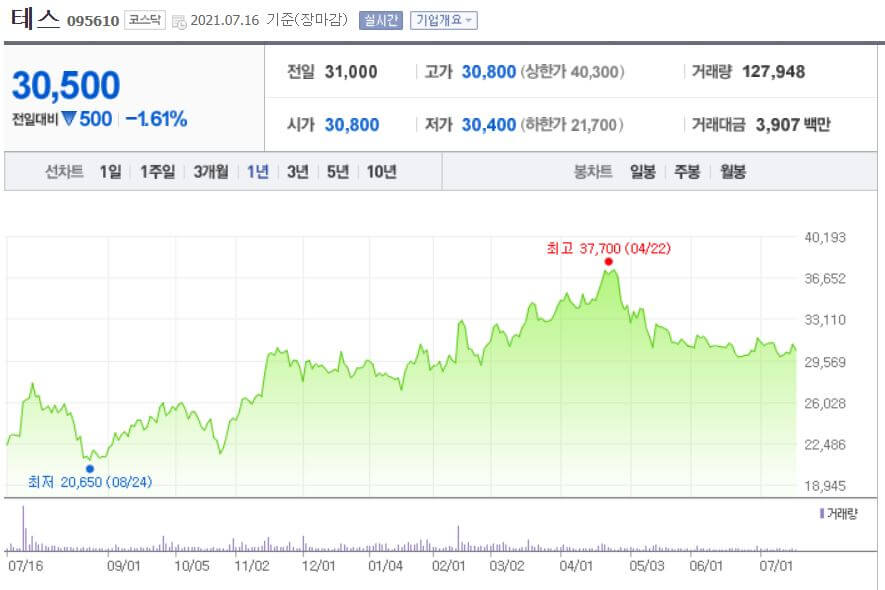  테스 주가 전망 및 종목 분석