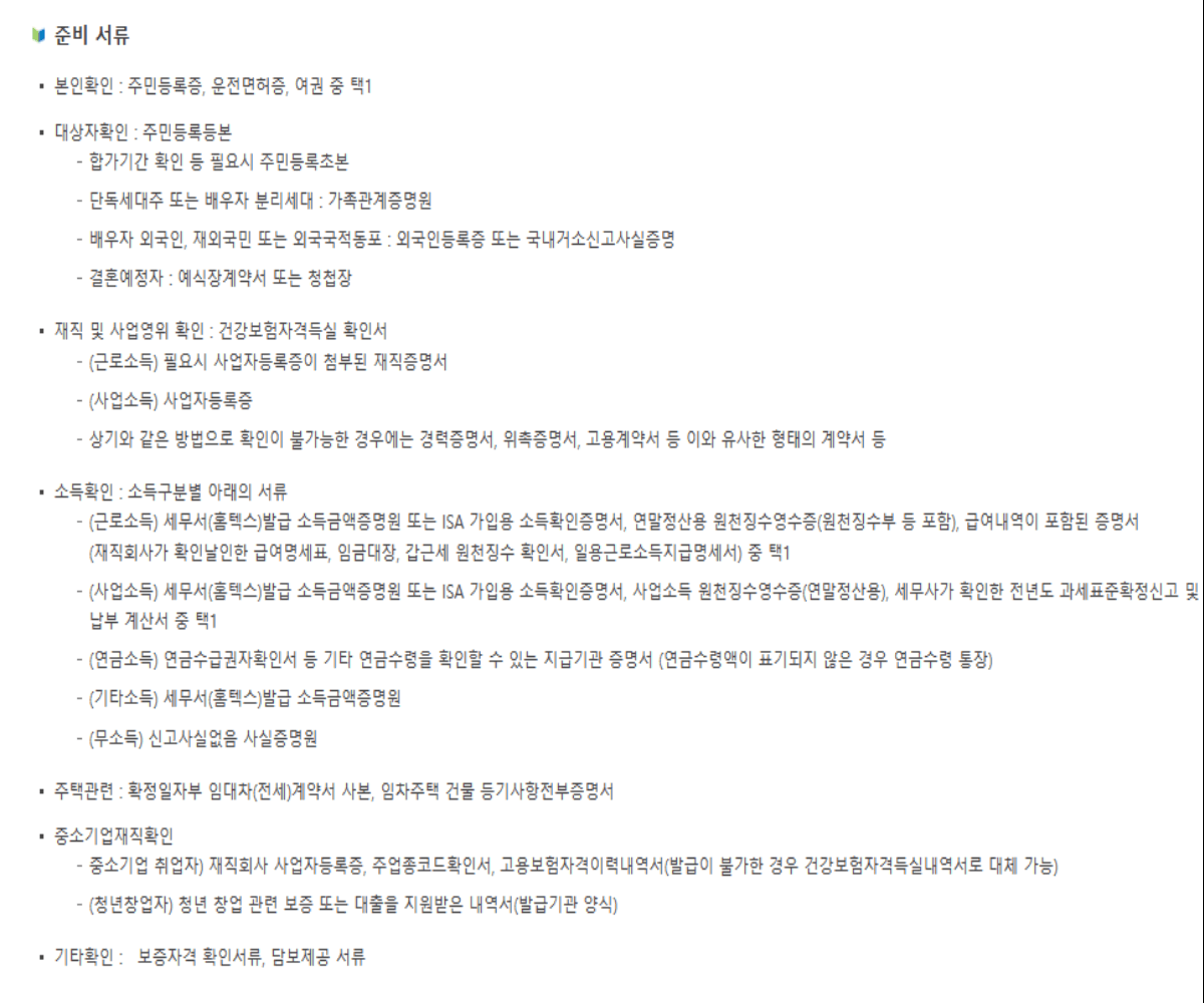 중소기업 청년대출 필요서류