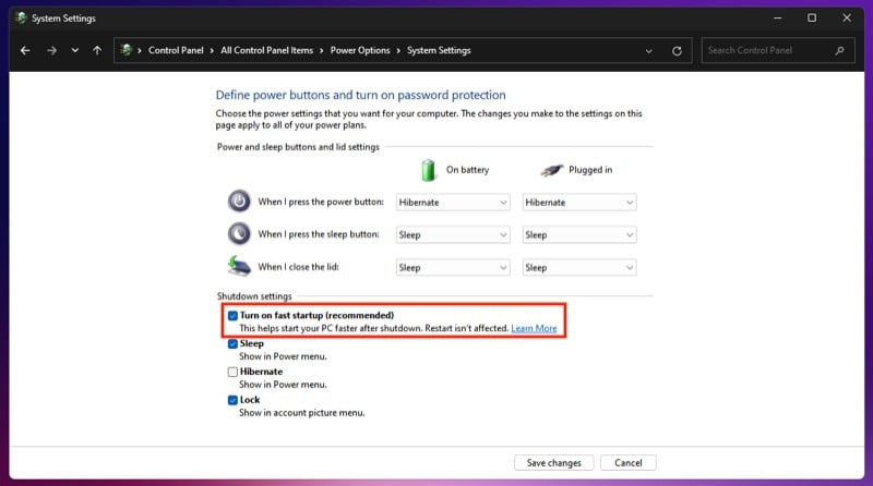 윈도우 빠른 시작 켜기 전원 옵션 메뉴