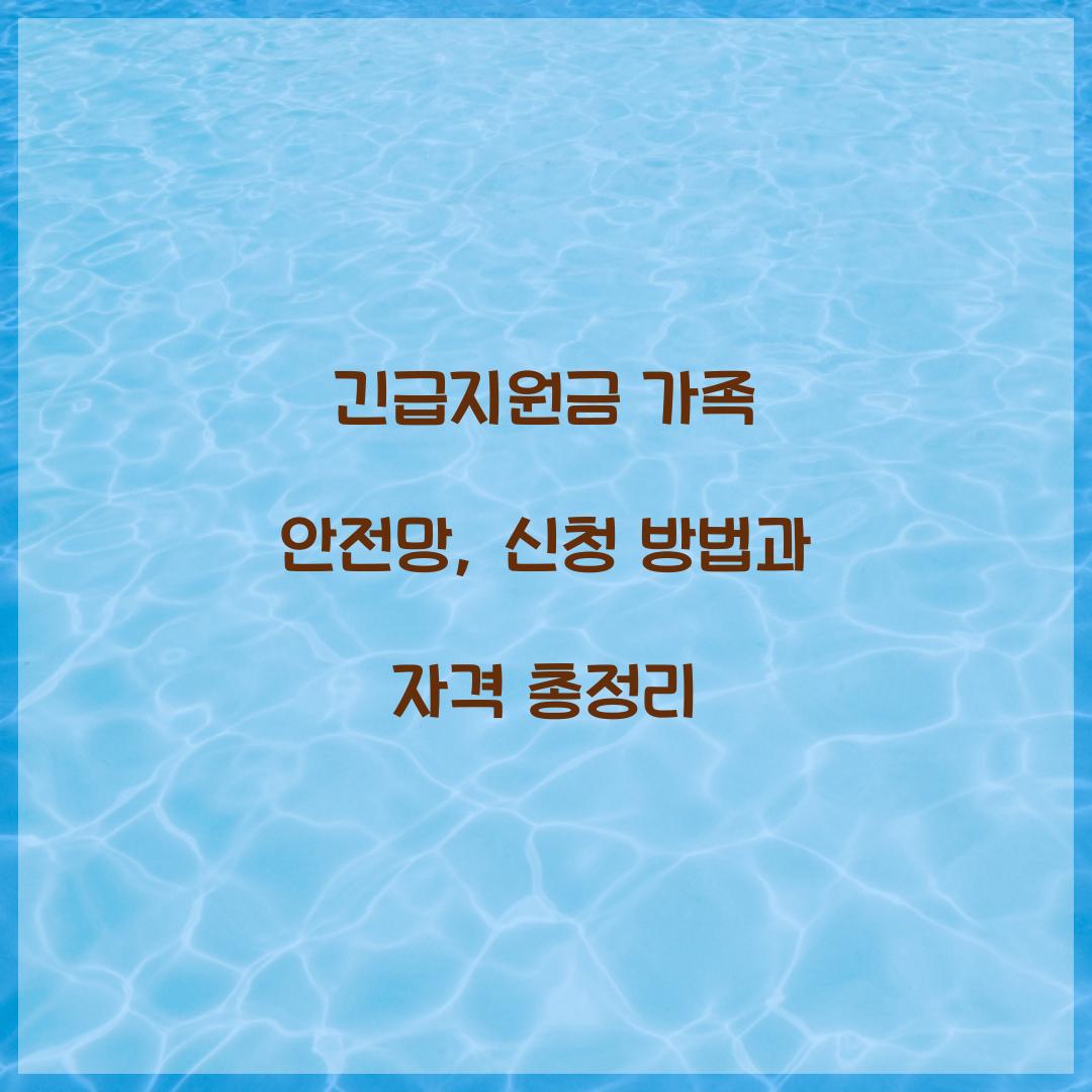 긴급지원금 가족 안전망