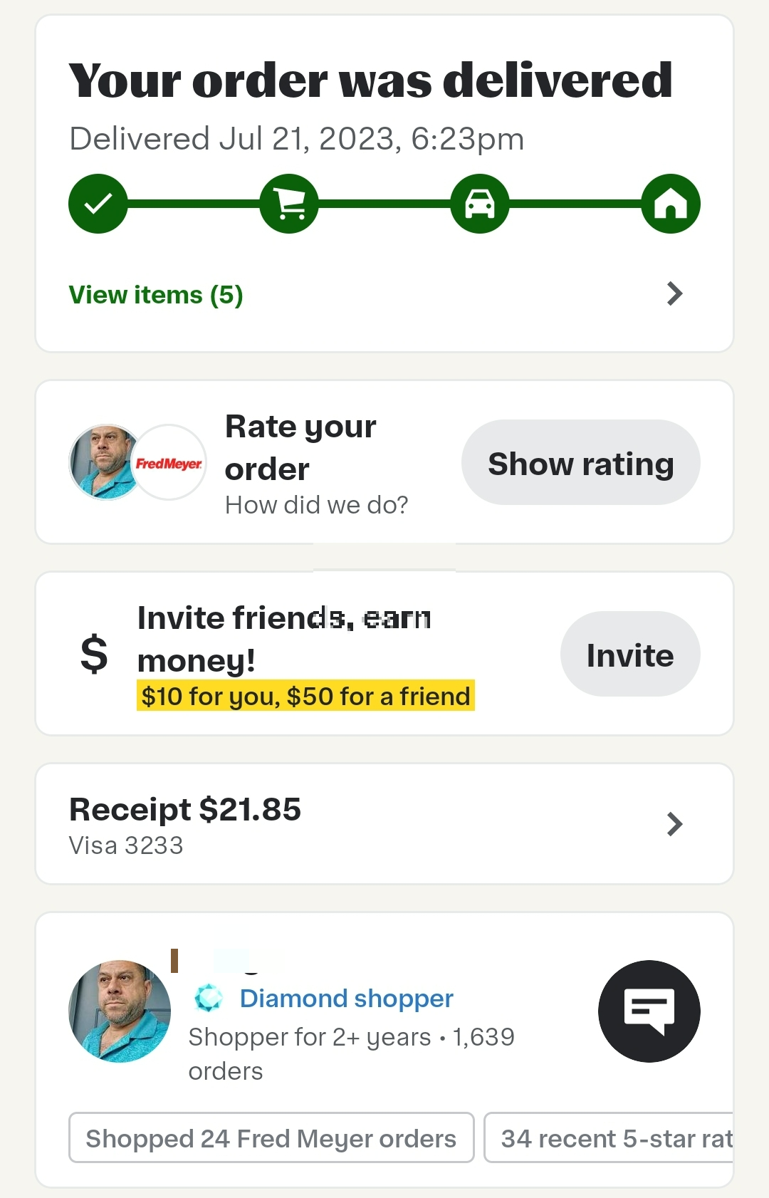 Instacart 배달 상세내역