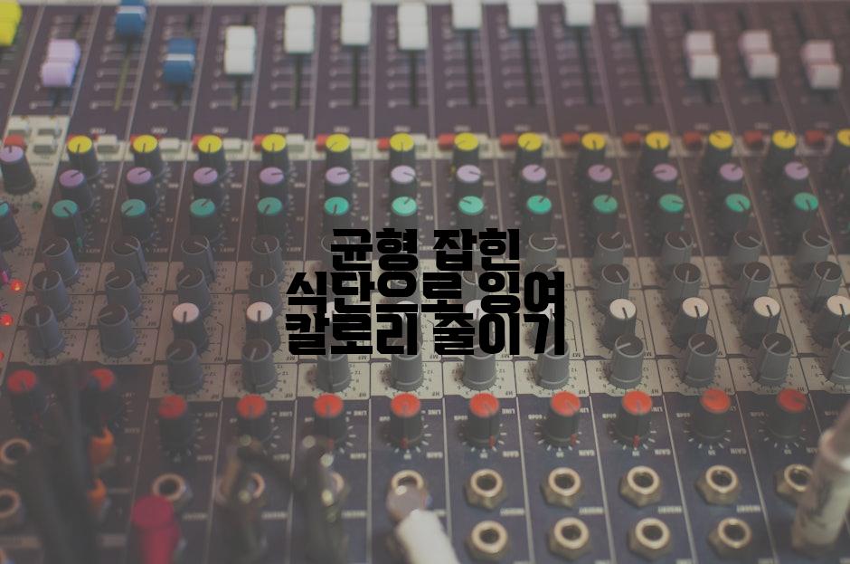 균형 잡힌 식단으로 잉여 칼로리 줄이기