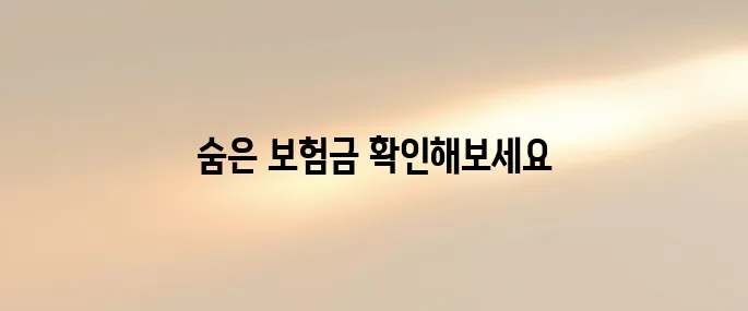 숨은 보험금 찾기 조회 바로가기