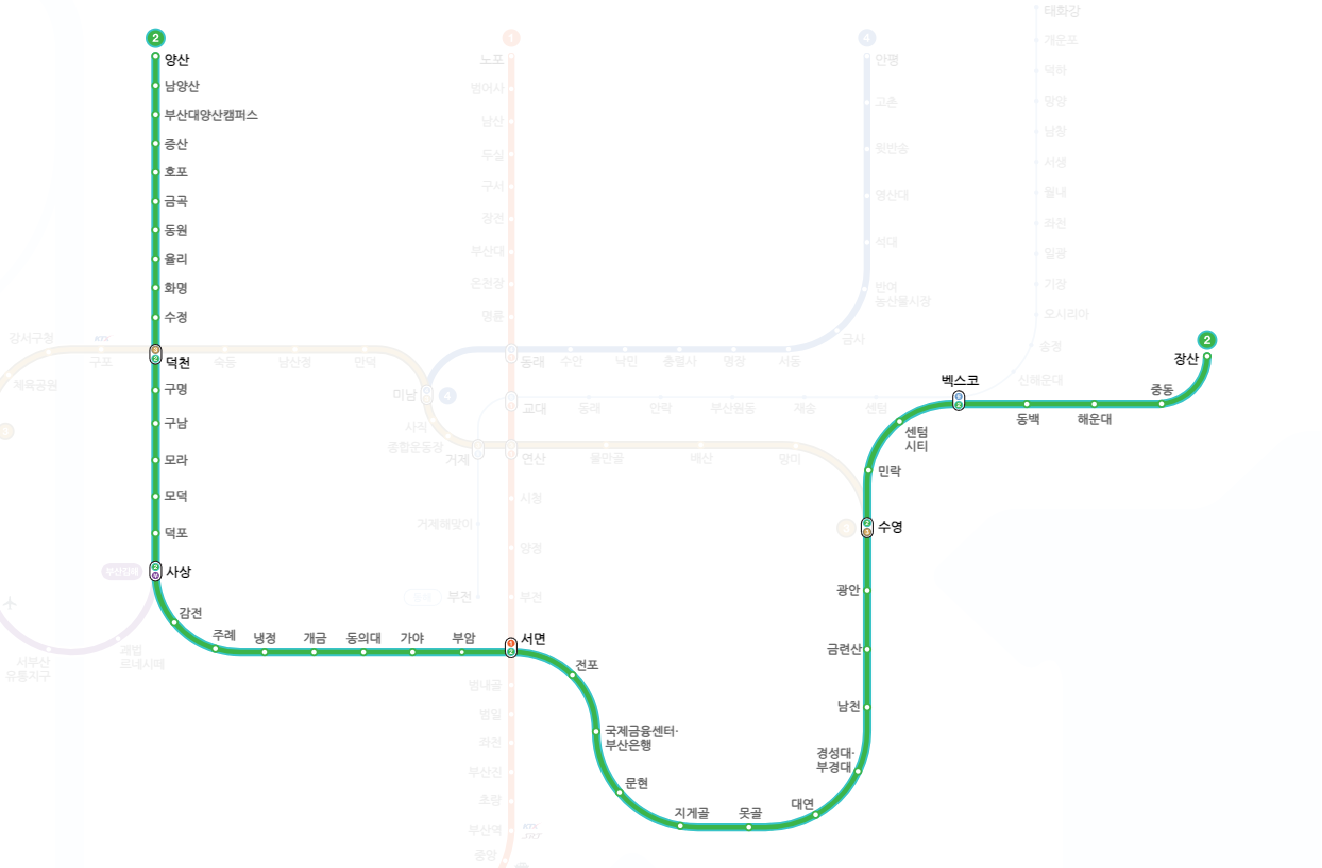 부산 도시철도 (지하철) 2호선 노선도