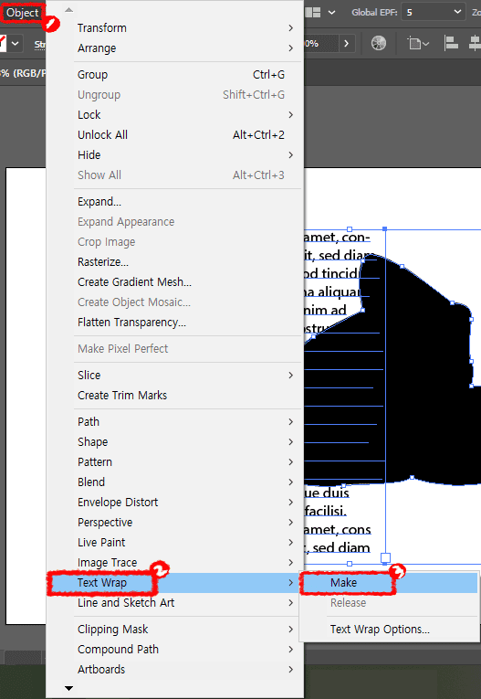 일러스트레이터-object-text-warp-make