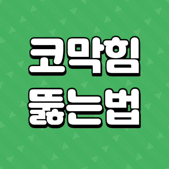  코막힘 뚫는법 빨리 낫는법