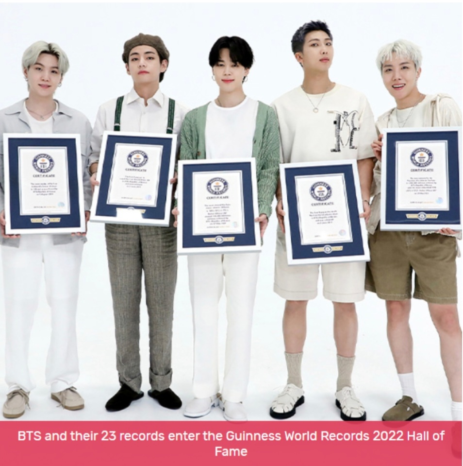  기네스북 명예의 전당에 오른 '방탄소년단 BTS' 는 누구?