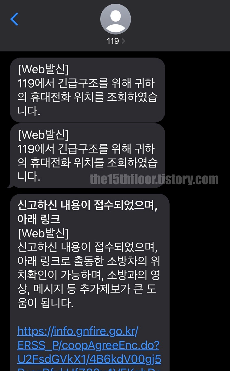 119 접수 문자 (위치 조회)