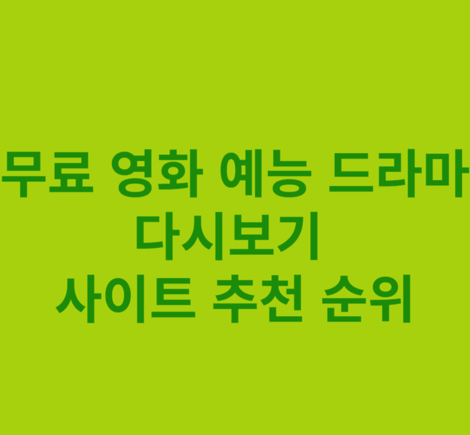  무료 영화 예능 드라마 다시보기 사이트 추천 순위