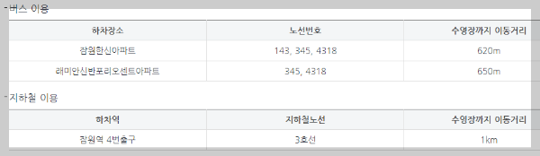 잠원 수영장 대중교통으로 찾아가는 방법 안내