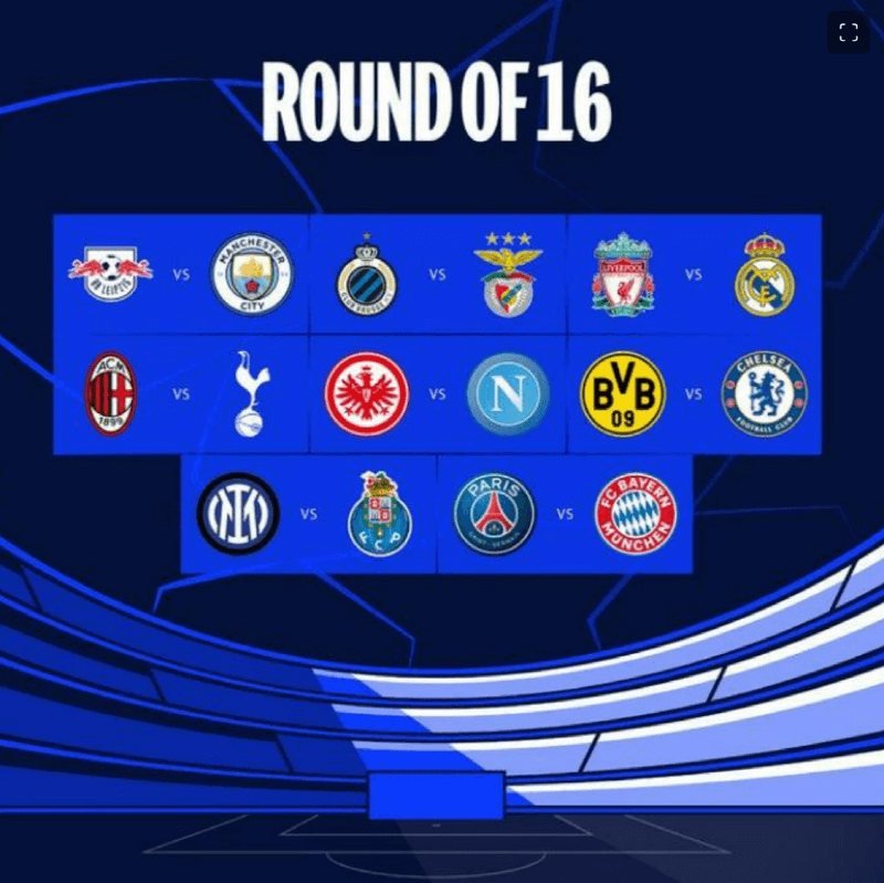 UEFA 챔피언스리그 16강 대진표