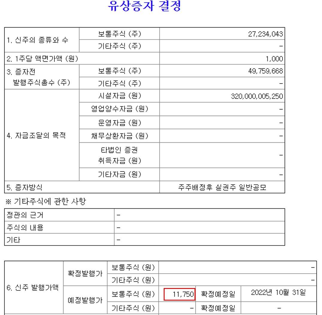 제주항공의 유상증자 결정 보고 사례