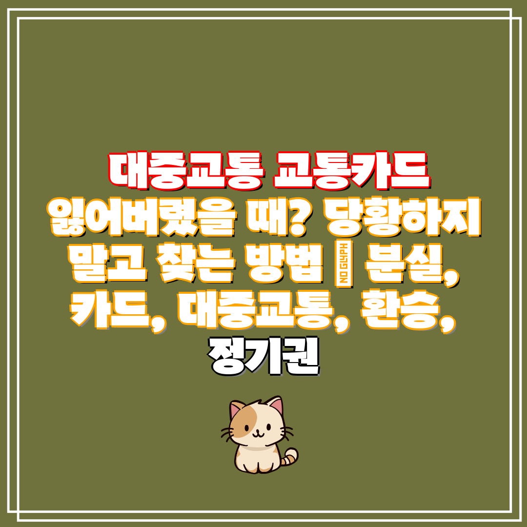 대중교통 교통카드 잃어버렸을 때 당황하지 말고 찾는