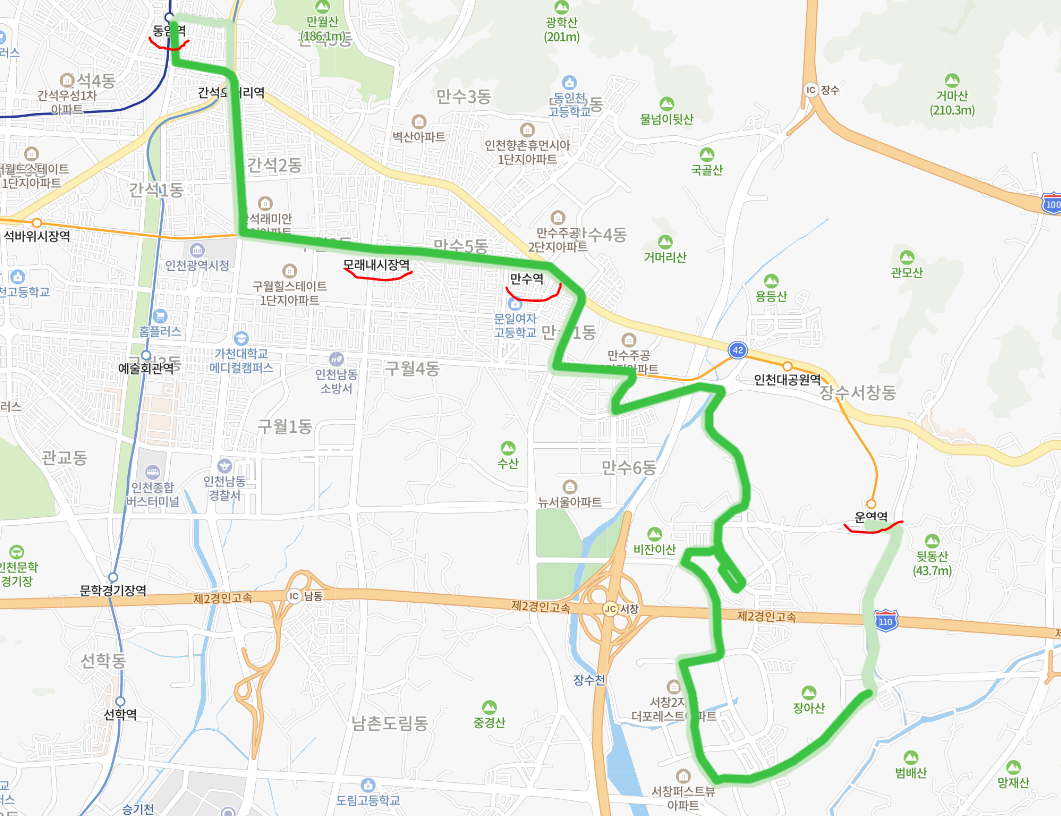  [인천] 535번버스 시간표,  노선 정보 : 남동구청역, 만수역, 모래내시장역, 동암역, 인천교통공사