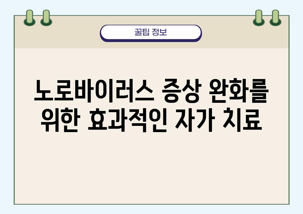 노로바이러스 증상 완화를 위한 효과적인 자가 치료