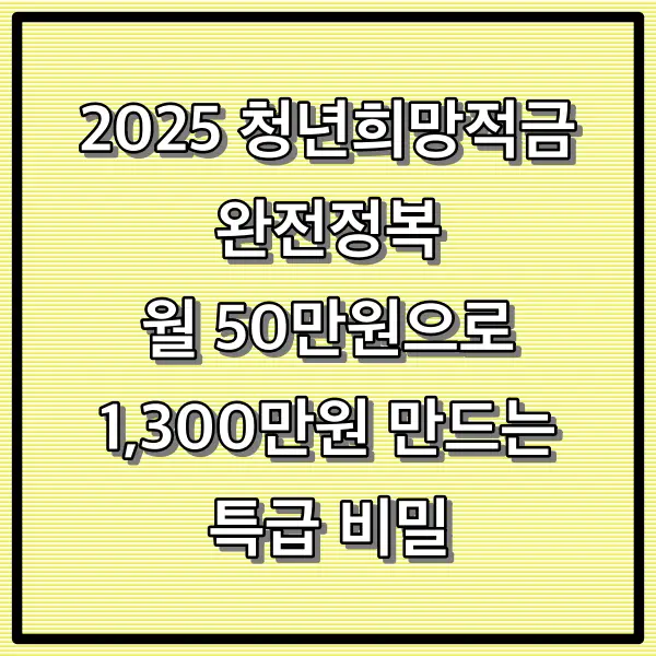 2025 청년희망적금 완전정복: 월 50만원으로 1,300만원 만드는 특급 비밀 (정부지원 36만원 포함)