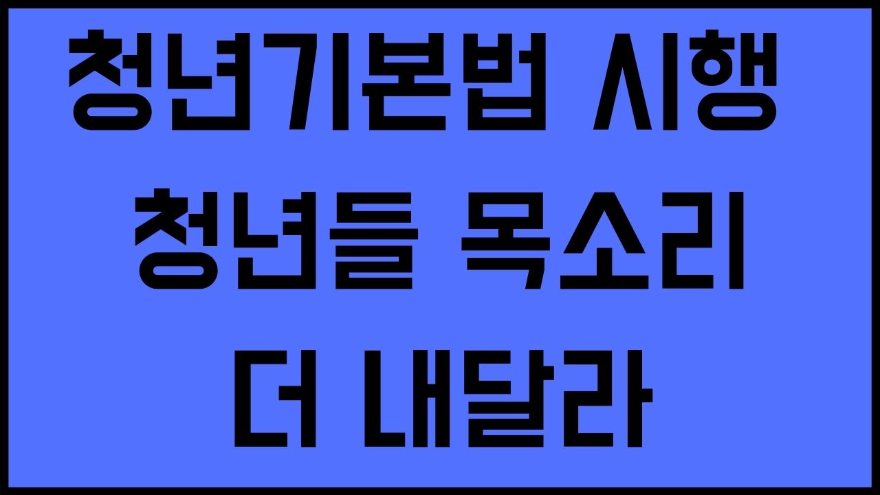  청년기본법 시행 청년 일자리 창업 주거 복지 금융 문화 지원