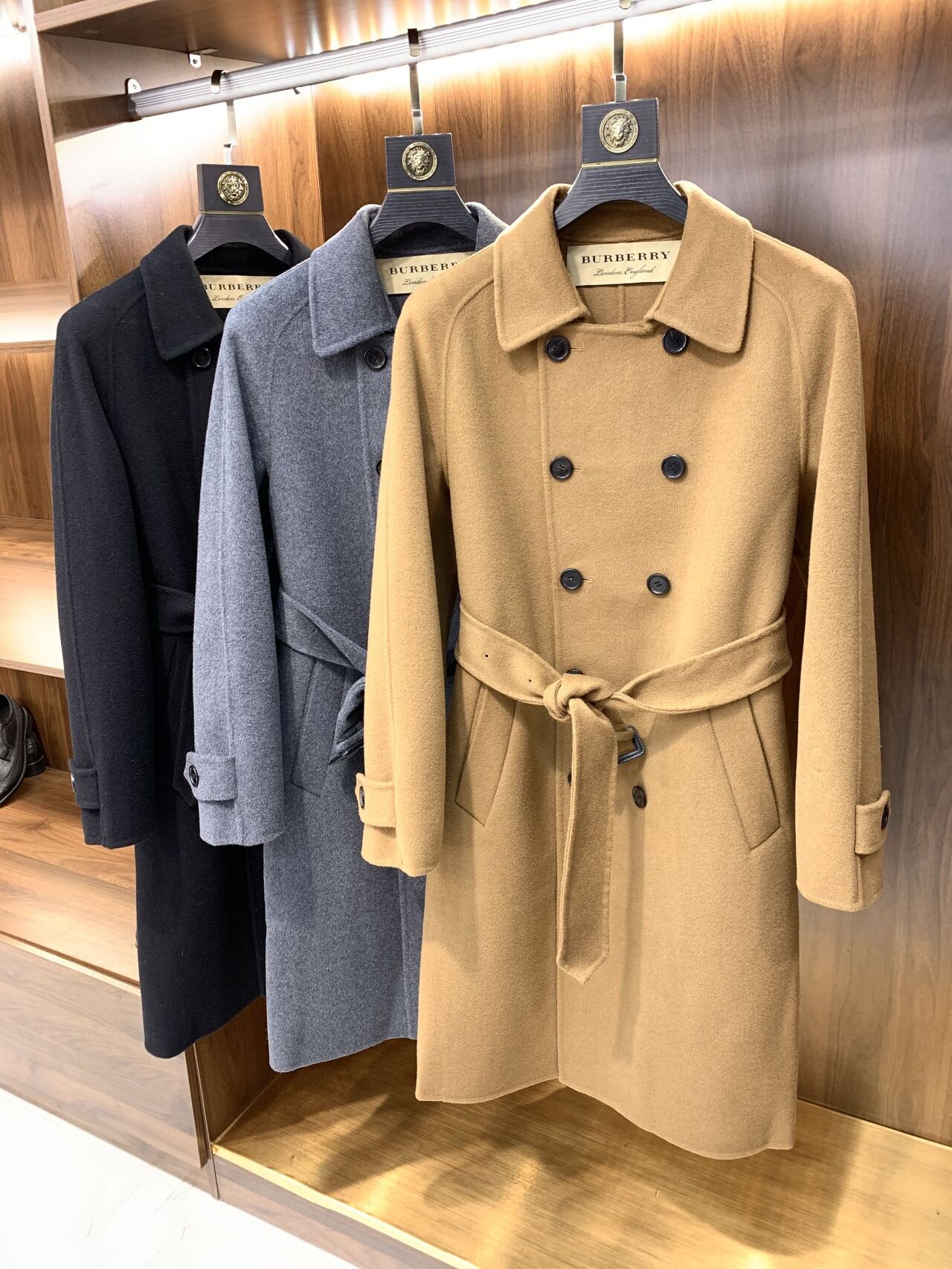  [BURBERRY] 버버리 울 캐시미어 벨티드 더블 롱 코트 자켓 (3 COLOR)