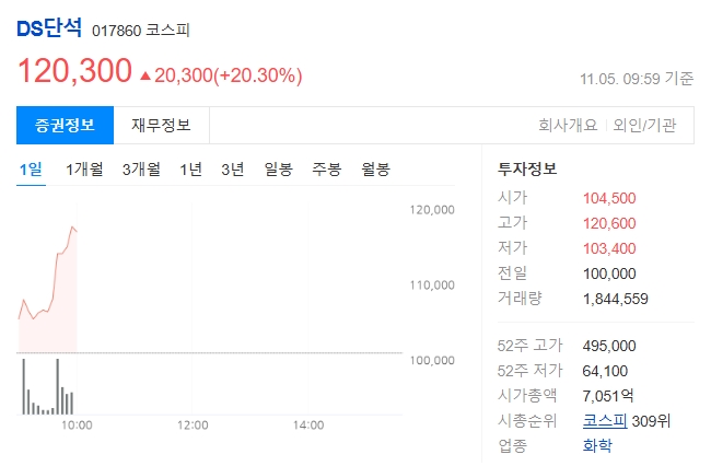 DS단석 주가 전망