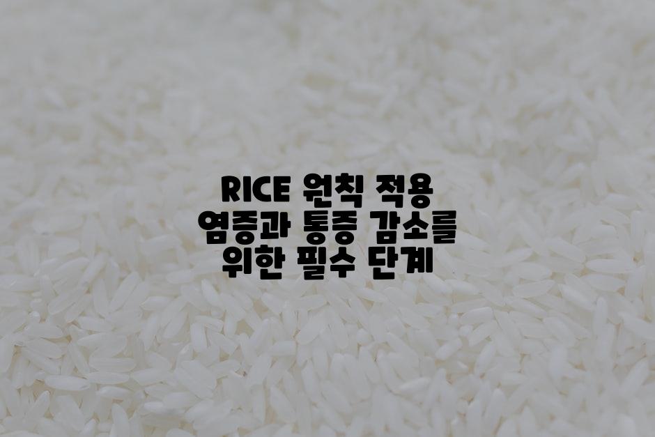 RICE 원칙 적용 염증과 통증 감소를 위한 필수 단계
