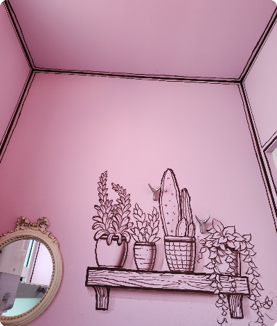 분홍색 벽 거울